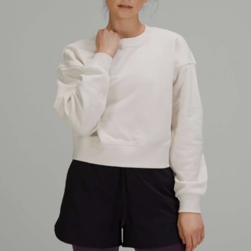 Lululemon Softstreme Perfectly Oversized Cropped Crew White Opal 14
